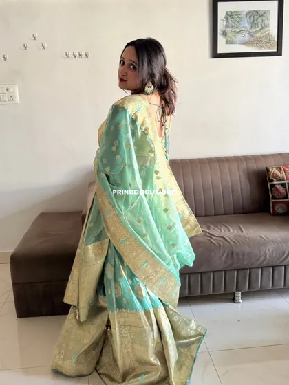 A duplicate of 236, showing the beautiful back of the Banarasi lehenga.
