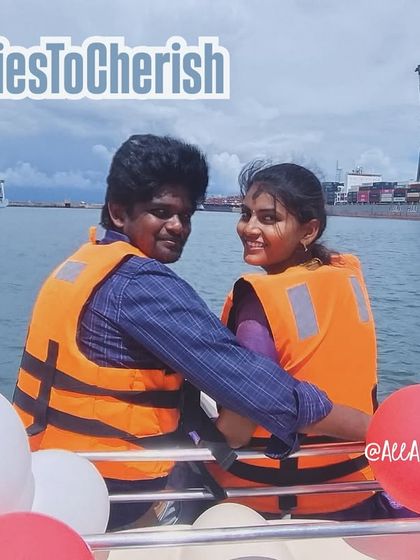 Memories to cherish forever. A couple from Kancheepuram who traveled to experience our luxurious yacht ride in Chennai.