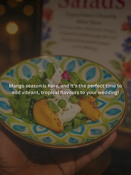 A beautiful mango salad, perfect for a tropical-themed wedding menu.