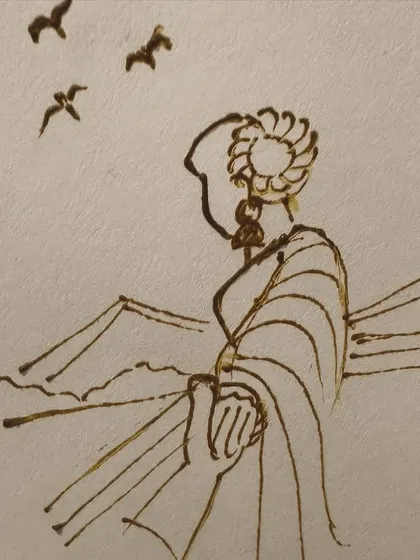 Another practice sketch. Learning to draw figures like this is the first step before you can confidently create them on a bride's hand.
