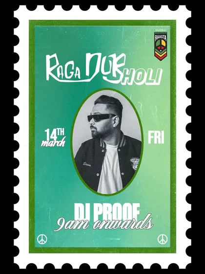 The poster for the Ragadub Holi festival. I love playing themed events and bringing the right energy for the occasion.