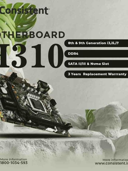 The H310 motherboard is designed for 8th and 9th generation Intel CPUs. This visual highlights its key features like DDR4 support, SATA II/III, an NVMe slot, and our 3-year replacement warranty for your confidence.