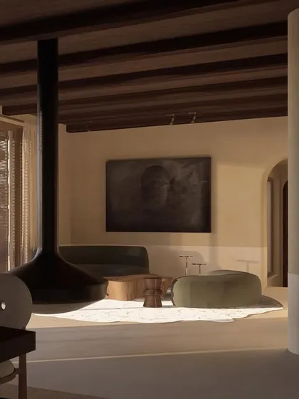 In collaboration with Gabriela Puig Soleille, the living space of CAN BENET in Ibiza showcases warm minimalism. The design uses natural textures, an earthy palette, and an open layout to create a tranquil connection with the surrounding Mediterranean landscape.