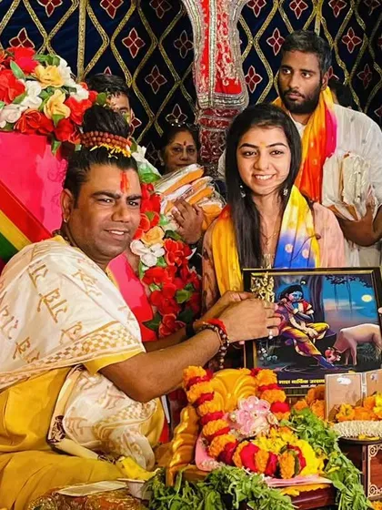 Blessed to receive a beautiful picture of Krishna from Shri Sanjeev Kapil Ji Maharaj during the Shrimad Bhagwat Katha in Vrindavan.