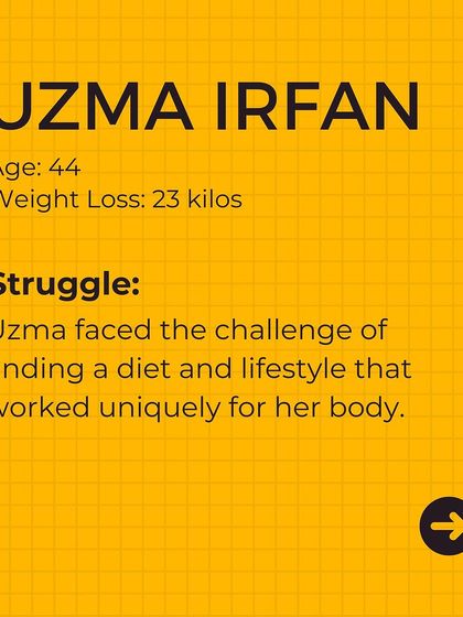 Uzma Irfan, age 44, lost 23 kilos. Her challenge was finding a diet and lifestyle that was truly unique to her body's needs.
