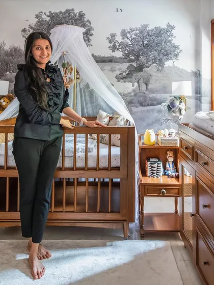Here I am in one of my favorite nursery projects. Being able to stand in a finished room that I poured my heart into is the best feeling in the world.