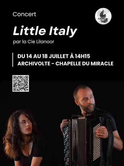 The official poster for our 'Little Italy' concert at the Festival d'Avignon in France. This performance was a tribute to the Italian immigrant community, featuring arrangements of arias and folk songs.