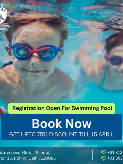 Registration is now open. This image of two children swimming underwater announces a special discount on our memberships, encouraging new members to book their spot.