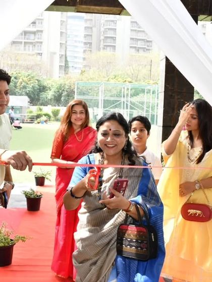 The official inauguration of 'éclat 2025' with a ribbon-cutting ceremony by our Chief Guest, Ms. Kavita Dwibedi, and Chairman, Mr. Manish Yadav. This marks the beginning of a day filled with creativity and cultural celebration.