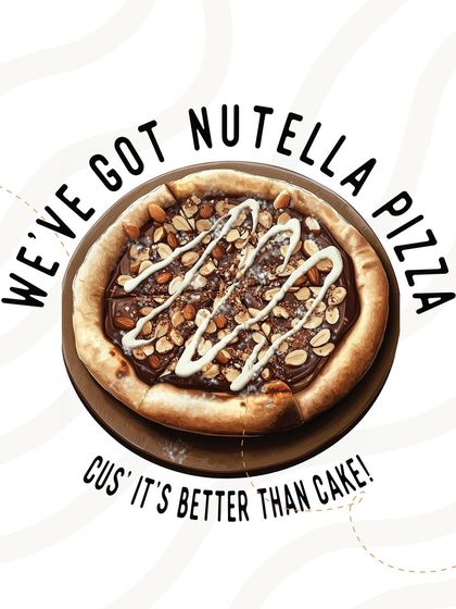 For our 9th birthday, we brought out the Nutella Pizza. A sweet, wood-fired sourdough crust topped with rich Nutella, almonds, and a drizzle of white chocolate.