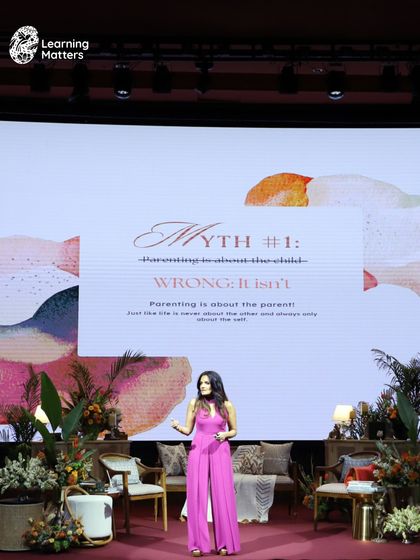Dr. Shefali dispels a common parenting myth on stage: "Parenting is not about the child; it is about the parent." This powerful message encourages parents to focus on their own self-awareness and healing.