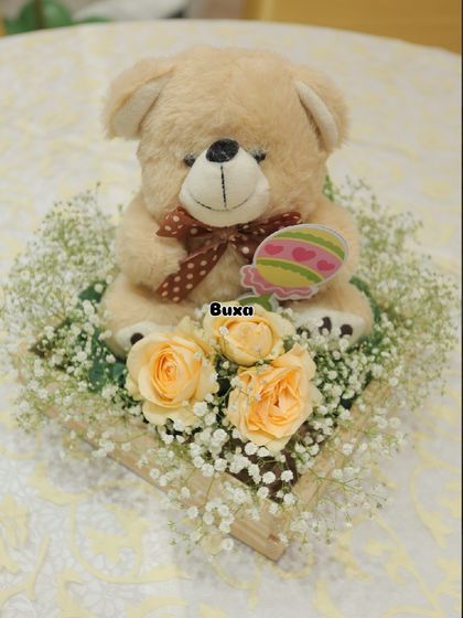 Another angle of the charming teddy bear centerpiece, perfect for adding a touch of sweetness to a baby shower table.