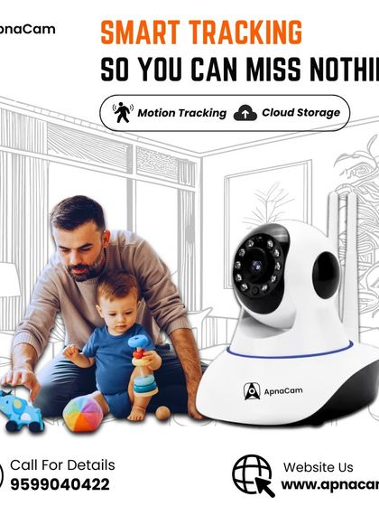 Smart tracking so you can miss nothing. This image shows how our camera's motion tracking and cloud storage help you keep an eye on your family.