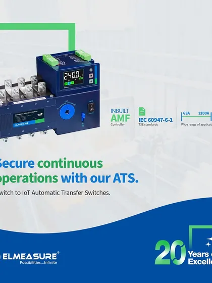 Secure your continuous operations with our advanced ATS, celebrating 20 years of excellence. This IoT-enabled switch features a built-in AMF controller and is designed for a wide range of applications up to 3200A.