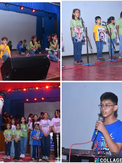 A collage highlighting the diversity of performances at our Annual Day, from debates and talk shows to choir performances. We provide a platform for every child to shine in their area of interest.