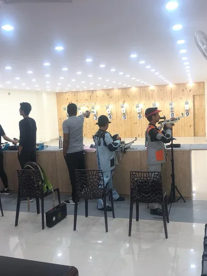 Another view of the tournament practice, with trophies in the foreground as a reminder of what we are working towards.