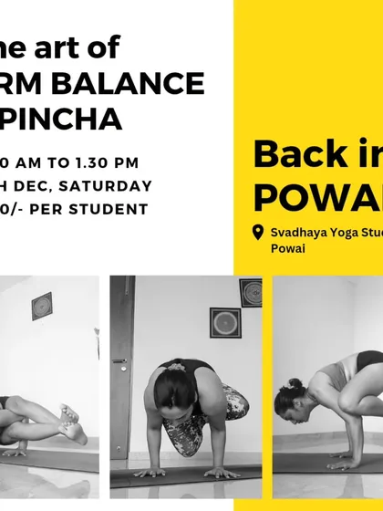 Another poster for the arm balance workshop, showcasing different poses we break down, including Bakasana (crow pose) and other variations.