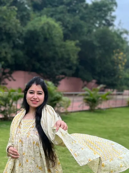 The beauty of traditional wear adds so much to a festive dance. Here, I am ready for a Garba night, feeling connected to the energy of Navratri.