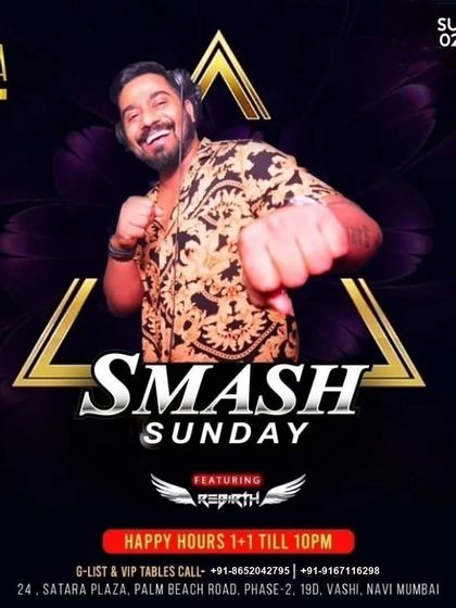 A poster for 'Smash Sunday' at Veza, an event designed to end the weekend with an epic beat line-up.