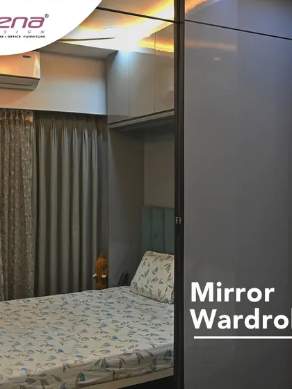 A mirror wardrobe is a great way to make a small room feel larger and brighter. This design features a full-length mirror on one of the shutters, which also serves as a convenient dressing mirror.
