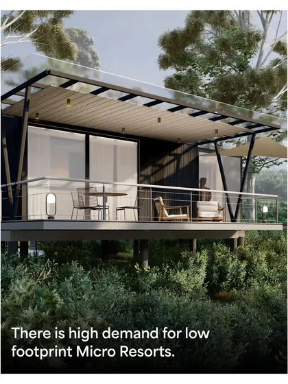 There is a high demand for low-footprint micro-resorts that offer a unique and sustainable travel experience. Our modular cabins are designed to meet this exact need.