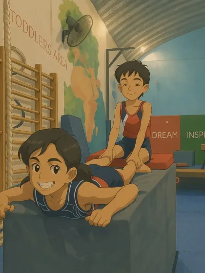 A heartwarming illustration of teamwork and fun. This artwork represents the playful and supportive atmosphere we cultivate at our academy.