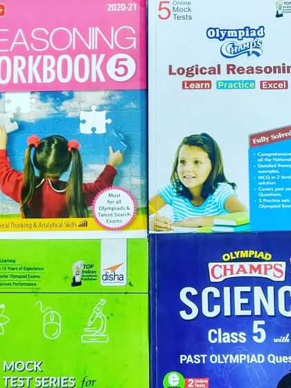 Our study material is carefully selected to give students an edge. Here you can see a range of workbooks and guides for Classes 5, 7, and 8, covering Science, Logical Reasoning, and General Knowledge for national and international level Olympiads.