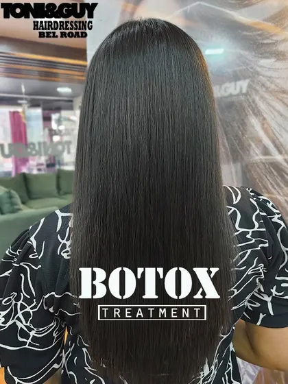 Our Hair Botox treatment is designed to bring lifeless hair back to its full glory. This photo showcases the incredible shine and smoothness we achieve, deeply conditioning and repairing the hair from within.