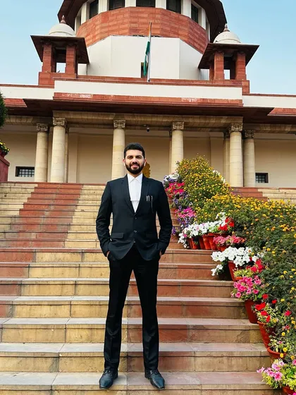 A moment of reflection at the Supreme Court of India. I believe that a single voice, backed by conviction and legal knowledge, can make a significant impact. My work often takes me to the highest court in the land to fight for my clients.