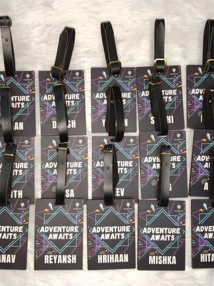 Adventure awaits! These personalized luggage tags were the perfect return gift for a laser tag themed birthday party. They are practical, cool, and a great reminder of a fun day.