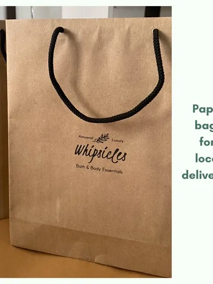 For local deliveries, we use sturdy paper bags that can be reused. It's another small step with a big impact.