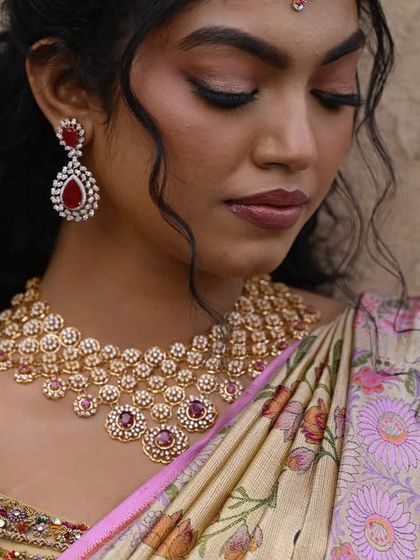 Additional views showcasing the variety and detail of my heirloom bridal sarees. Each image captures a different angle, moment, or detail, from full portraits to close ups of the fabric and embroidery, illustrating the complete story of each bride's custom creation.