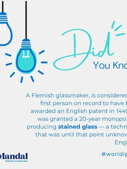 The first English patent was granted in 1449 to a Flemish glassmaker for a 20-year monopoly on producing stained glass.