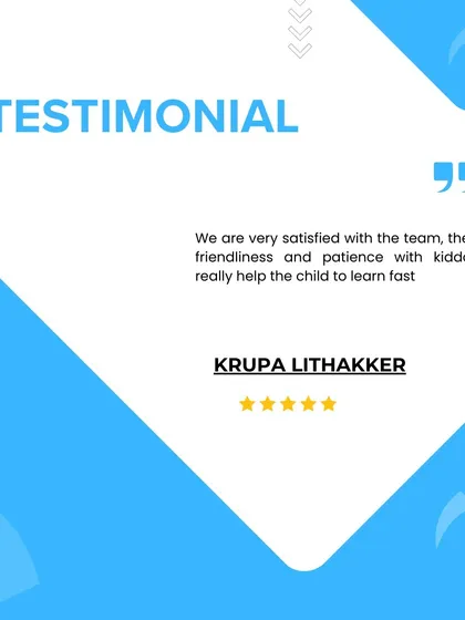 "We are very satisfied with the team, their friendliness and patience with kiddos really help the child to learn fast." Thank you, Krupa. Our coaches pride themselves on creating a patient and friendly environment.