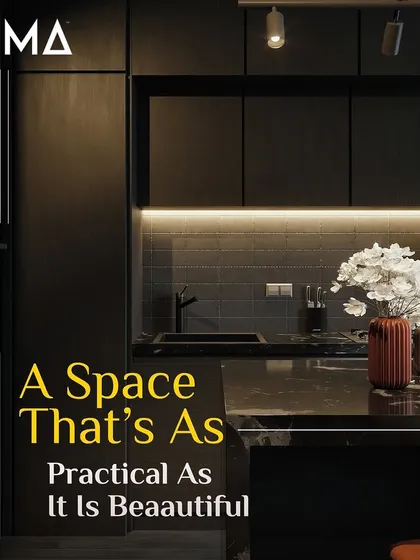 I create spaces that are as practical as they are beautiful. This dark, moody kitchen features handleless cabinets and under-cabinet lighting, providing a functional workspace that is also visually stunning.