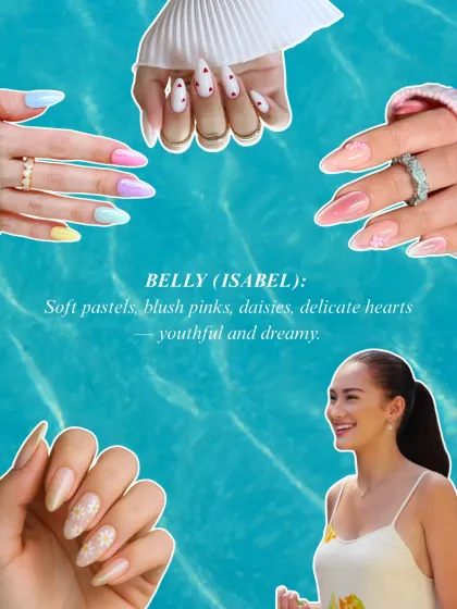 Nail your summer story with this set inspired by Belly from 'The Summer I Turned Pretty'. It features soft pastels, blush pinks, and delicate daisy and heart art for a youthful vibe.