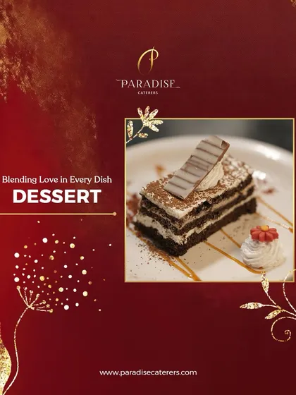 Blending love in every dish. A slice of our layered chocolate pastry, a classic dessert that is always a crowd-pleaser.