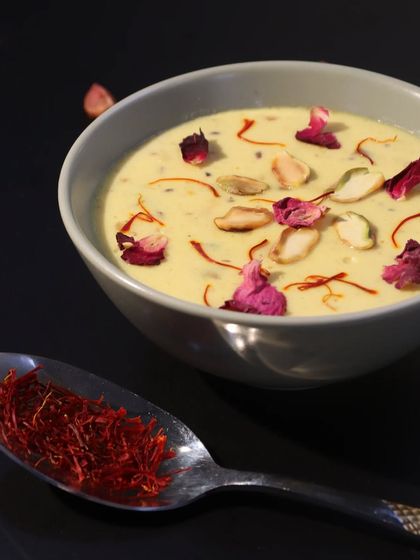 Indulge in our Saffron, Pistachio and Rose Lemon Phirni. This low-fat, gluten-free, and sugar-free dessert is elevated with luxurious saffron, crunchy pistachios, and a refreshing floral-citrus twist.