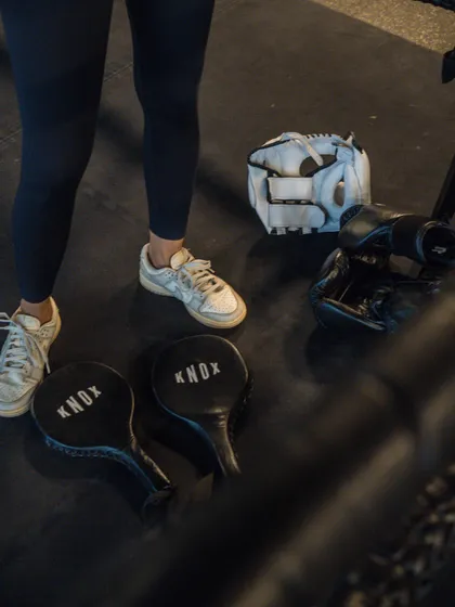 The tools of the trade. Our custom Knox focus mitts and pads are ready for another session of throwing punches and building skill.