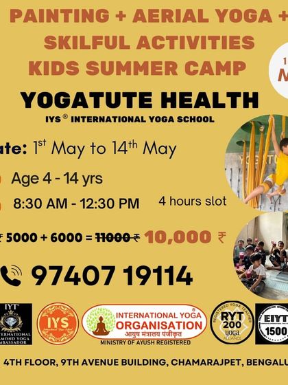 An offer for parents who wish to enroll their children in the full four-hour camp, combining painting, aerial yoga, and other skillful activities for a complete holistic experience.