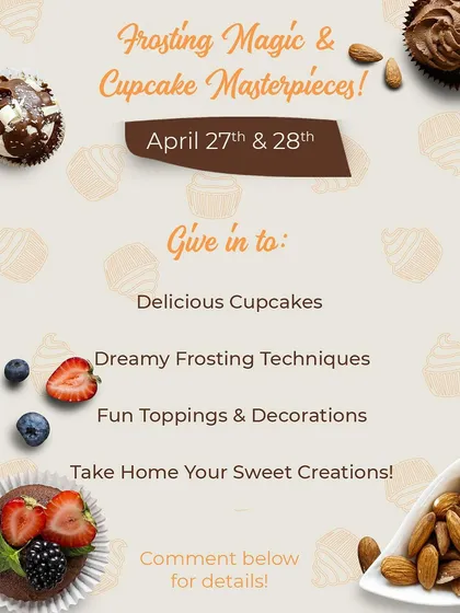 A duplicate of our April cupcake workshop poster.