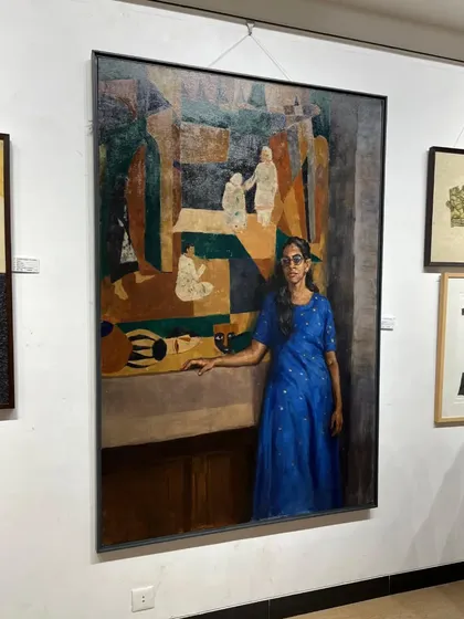 My painting "Confused" on display at the 44th Monsoon Show at Jehangir Art Gallery.