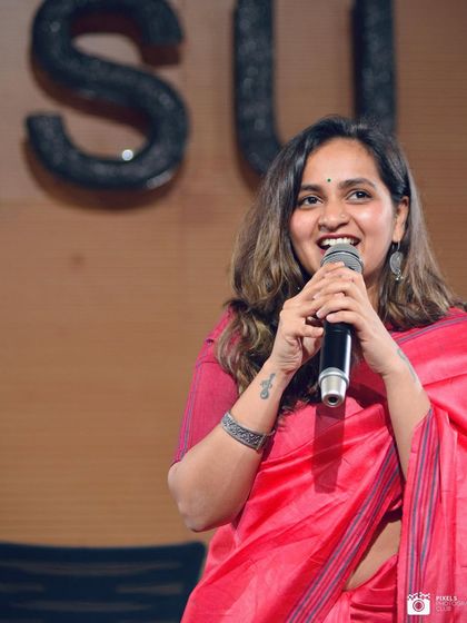 Speaking at a symposium at PES University. It's always a joy to connect with students, share my musical journey, and talk about the power of following your passion.