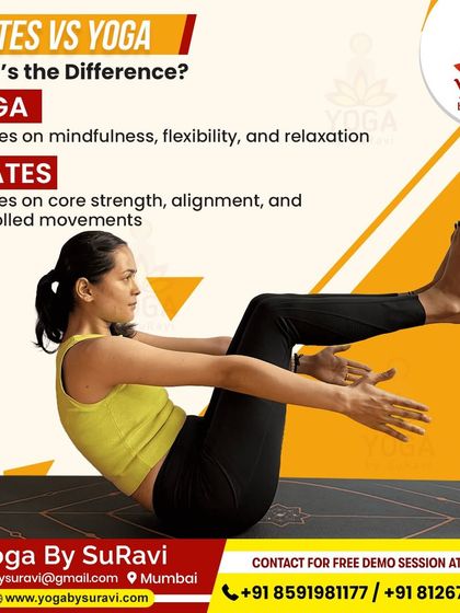 What's the difference between Pilates and Yoga? While yoga focuses on mindfulness and flexibility, Pilates, as shown here, emphasizes core strength and controlled movements.