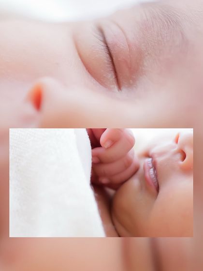 A macro shot of a newborn's eye and mouth. These close-ups create artistic and intimate portraits that you will cherish.