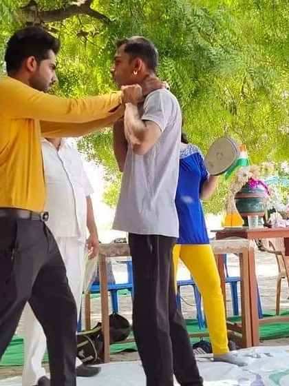 At a government school summer camp, I demonstrate how to defend against a chokehold. These are essential, life-saving skills for every child to know.