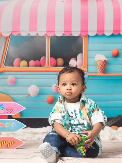 The ice cream truck theme is a hit with older kids too. These photos capture the pure happiness and excitement of a summer day treat.