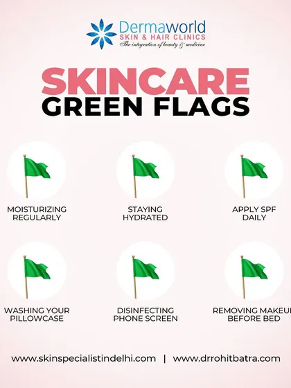 These are the skincare green flags I always recommend. Simple habits like moisturizing regularly, staying hydrated, applying SPF daily, and washing your pillowcase can make a huge difference in preventing acne and keeping your skin healthy.