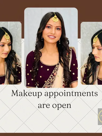 This collage shows another simple yet beautiful party look. The focus is on clean makeup and letting the client's natural beauty shine through.