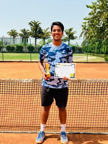 Our young talent Arjun Bhati with his partner, finishing as runners-up in the U-18, CS-7 doubles in Sonipat.